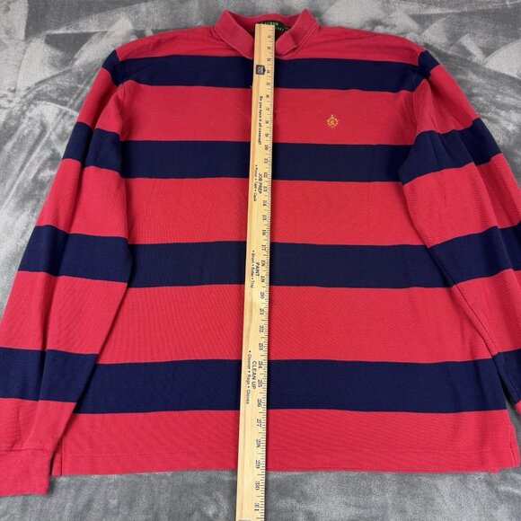 Lauren Ralph Lauren Mens  XL Red & Blue Striped Rugby Shirt Long Sleeve Polo - Picture 4 of 10